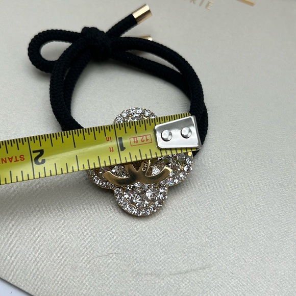 Hair Tie Beauty Chanel Or Wristband & Small Shopping Bag Gold CC Rhinestones - Picture 13 of 17
